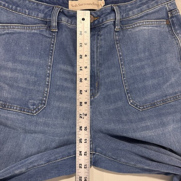 Soft Surroundings Jeans Womens 14 Blue Wide Leg Crop High Rise Medium Wash Denim - Picture 7 of 10